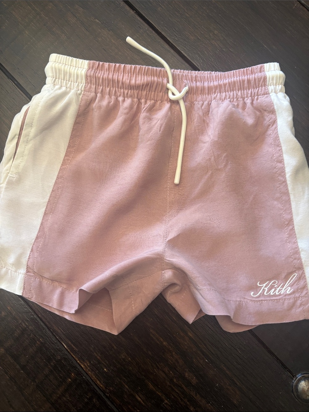 Kith Kids Dusty Pink with White Side-Panel Drawstring Shorts